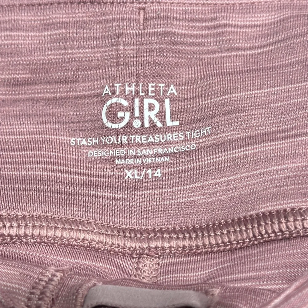 Athleta Girl's Stash Your Treasures Spacedye Tight Leggings‎ Mauve Size XL 14
